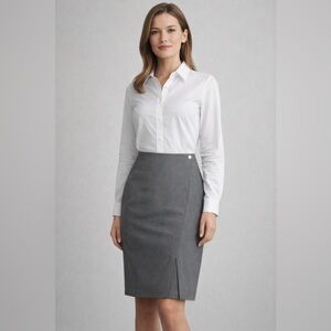 Marc New York Gray Lined Pencil Skirt Knee-length Asymmetrical Front Pleat